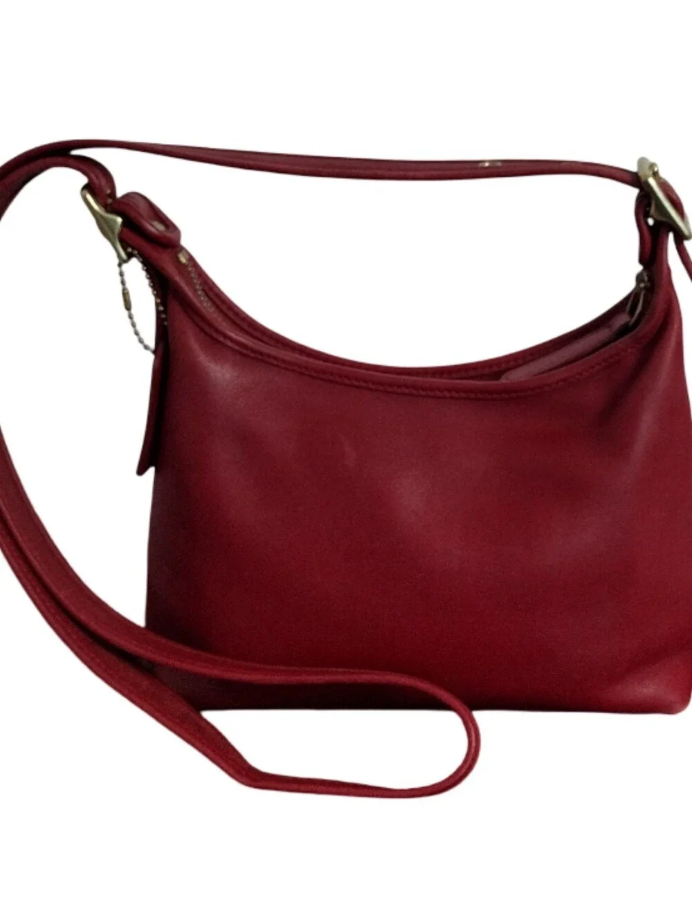 Vintage Y2K COACH Red Leather Legacy Small Hobo Bag 9136 Rare Cherry Red - Picture 3 of 16